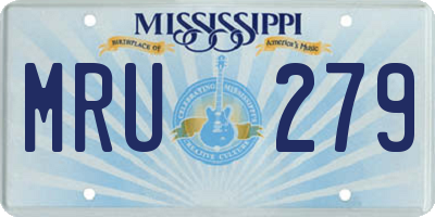 MS license plate MRU279