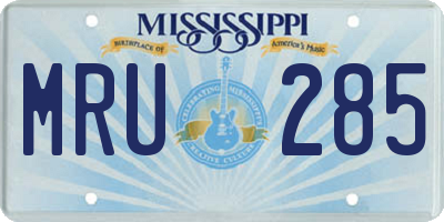 MS license plate MRU285