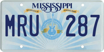 MS license plate MRU287
