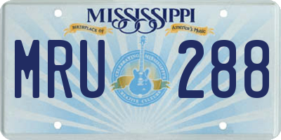 MS license plate MRU288