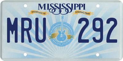 MS license plate MRU292