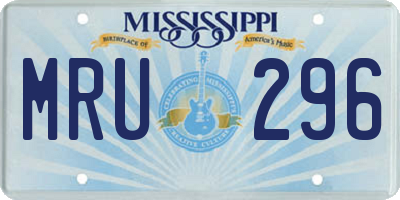 MS license plate MRU296