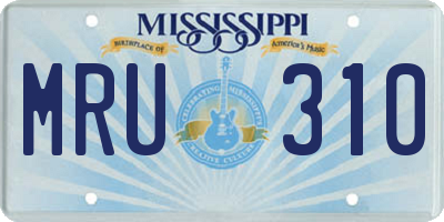 MS license plate MRU310