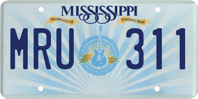MS license plate MRU311
