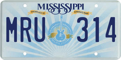 MS license plate MRU314