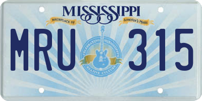 MS license plate MRU315