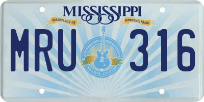 MS license plate MRU316