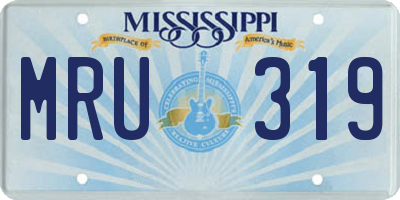 MS license plate MRU319