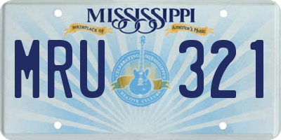 MS license plate MRU321