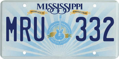 MS license plate MRU332