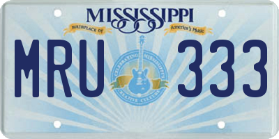 MS license plate MRU333