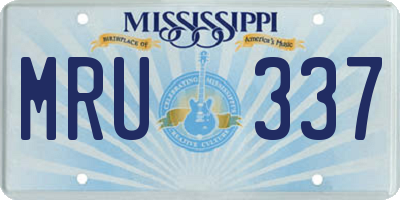 MS license plate MRU337