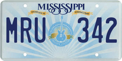 MS license plate MRU342