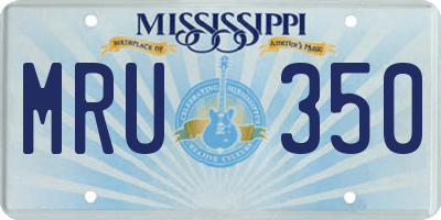 MS license plate MRU350