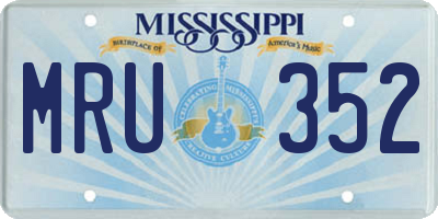 MS license plate MRU352