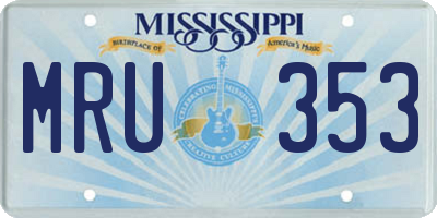 MS license plate MRU353