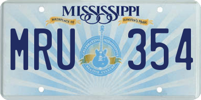 MS license plate MRU354
