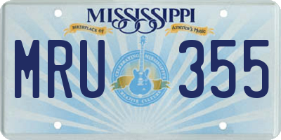 MS license plate MRU355