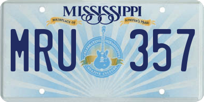 MS license plate MRU357
