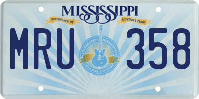 MS license plate MRU358