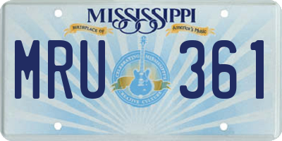 MS license plate MRU361