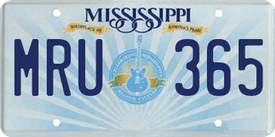 MS license plate MRU365