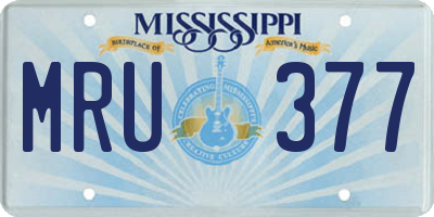 MS license plate MRU377
