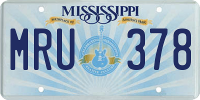 MS license plate MRU378