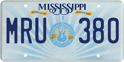 MS license plate MRU380