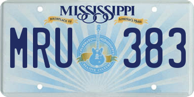 MS license plate MRU383