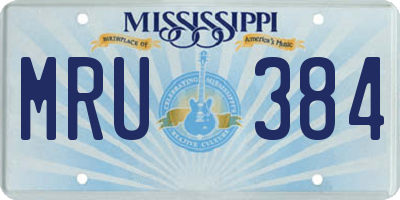 MS license plate MRU384
