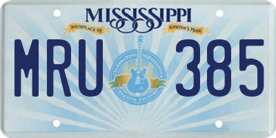 MS license plate MRU385