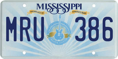 MS license plate MRU386