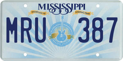 MS license plate MRU387