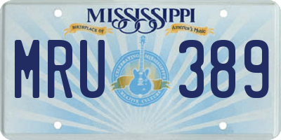 MS license plate MRU389