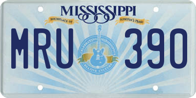 MS license plate MRU390