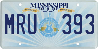 MS license plate MRU393