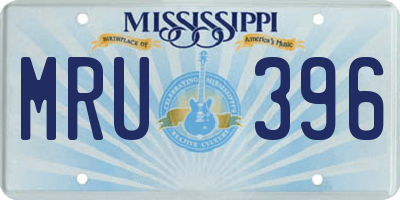 MS license plate MRU396