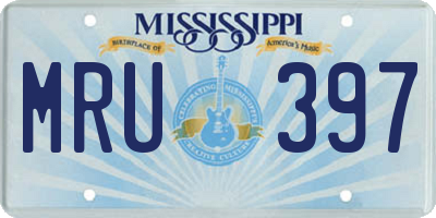 MS license plate MRU397