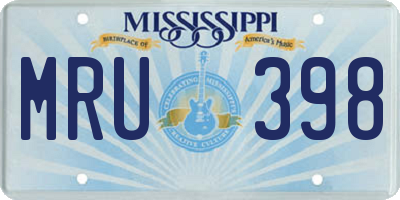 MS license plate MRU398