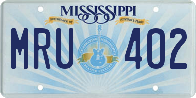 MS license plate MRU402