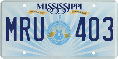 MS license plate MRU403