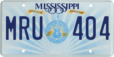 MS license plate MRU404