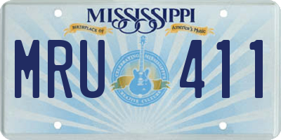 MS license plate MRU411