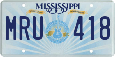 MS license plate MRU418