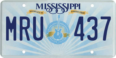 MS license plate MRU437