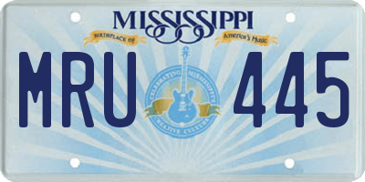 MS license plate MRU445
