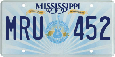MS license plate MRU452