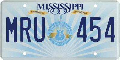 MS license plate MRU454