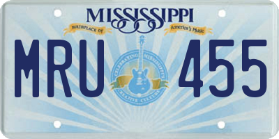 MS license plate MRU455